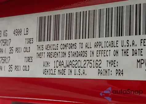 2012 Jeep Wrangler Sport z USA, uszkodzony, nr VIN 1C4AJWAG2CL275162